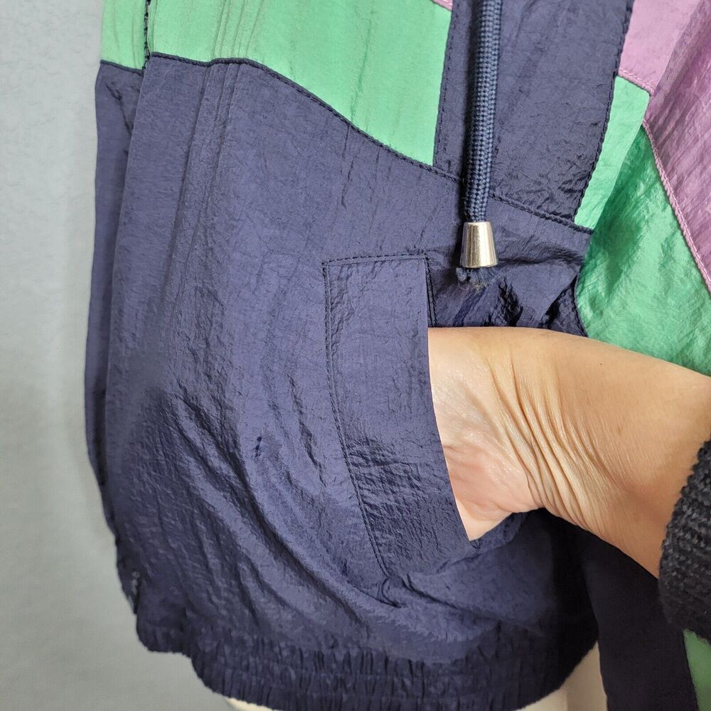 Urban Outfitters UO Womens Jacket Large Colorblock Retro Windbreaker Full Zip - Picture 12 of 16